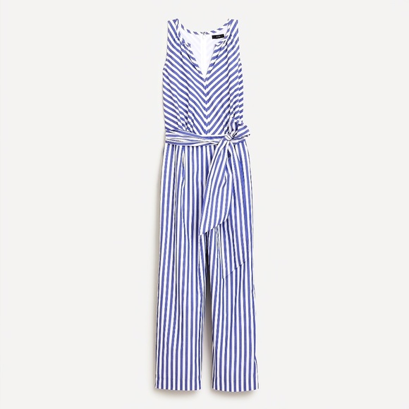 J Crew Petite V-neck Jumpsuit Striped Cotton - Picture 5 of 5